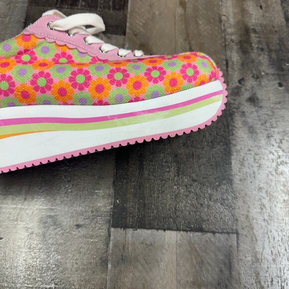 Sugar Thrillz Dolls Kill Groove With Me Floral Striped Platform Sneakers Size 10 - Picture 13 of 16